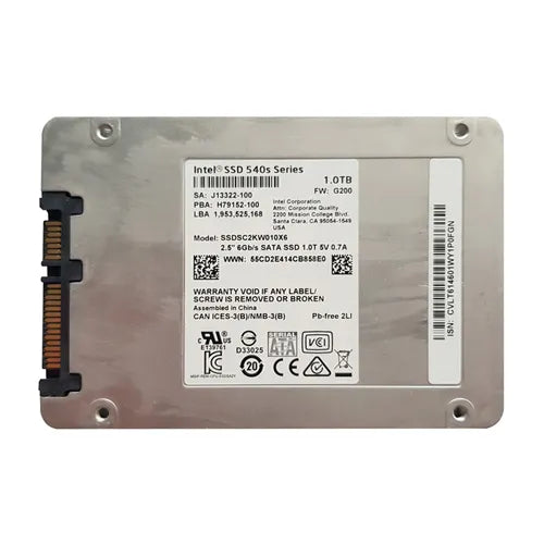 SSDSC2KW010X6X1 Intel 540s 1TB Triple-Level Cell SATA 6Gb/s 2.5-Inch Solid State Drive