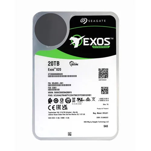 ST20000NM002D Seagate Exos X20 Series 20TB 7200RPM SAS 12Gb/s 256MB Cache (512n / 4Kn) 3.5-Inch Enterprise Hard Drive