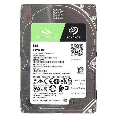 ST5000LM000 Seagate BarraCuda 5TB 5400RPM SATA 6Gb/s 128MB Cache (512e) 2.5-inch Hard Drive