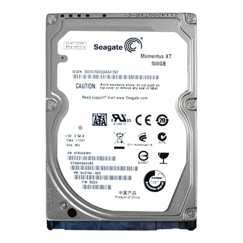 ST95005620AS Seagate Momentus XT 500GB 7200RPM SATA 3Gb/s 32MB Cache (CE) 2.5-Inch Hard Drive