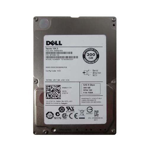 T871K Dell 300GB 10000RPM SAS 6Gb/s 16MB Cache 2.5-Inch Hard Drive for PowerEdge Servers