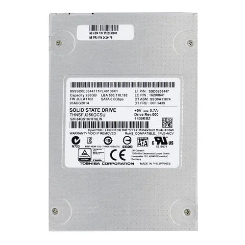 THNSFJ256GCSU Toshiba HG6 Series 256GB Multi-Level Cell SATA 6Gb/s NAND Flash (SED Encryption) 2.5-Inch Solid State Drive