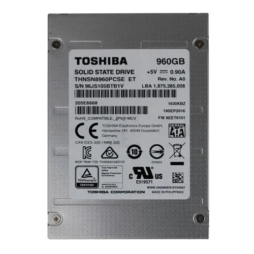 THNSN8960PCSE Toshiba HK4R Series 960GB Multi-Level Cell SATA 6Gb/s NAND Flash (PLP) 2.5-Inch Enterprise Solid State Drive