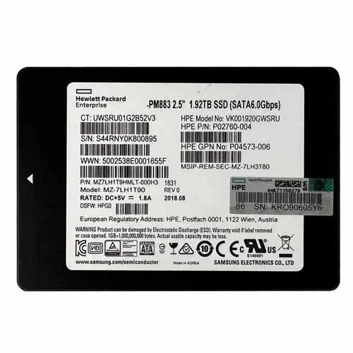 VK001920GWSRU HP 1.92TB Triple-Level Cell SATA 6Gb/s Hot Swappable Read Intensive SFF 2.5-Inch Solid State Drive with Smart Carrier for ProLiant ML350 Gen10