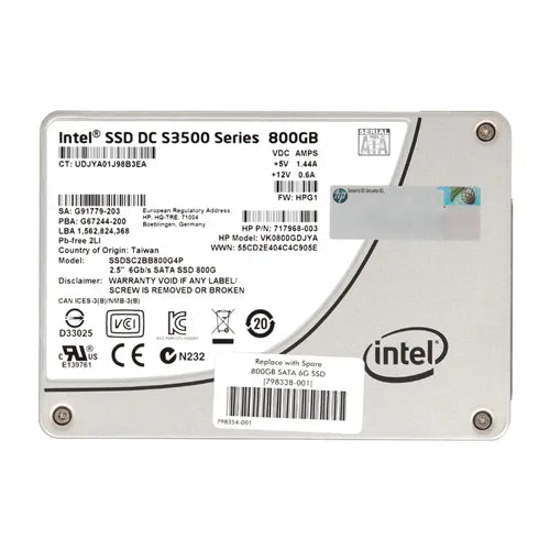 VK0800GDJYA HP 800GB SATA 6Gb/s 2.5-Inch Enterprise Solid State Drive for ProLiant Servers