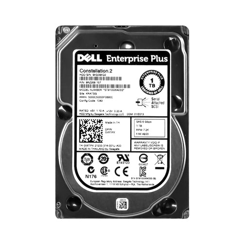 VXTPX Dell 1TB 7200RPM SAS 6Gb/s Hot-Swappable 2.5-Inch Hard Drive with Tray for Compellent Storage Array