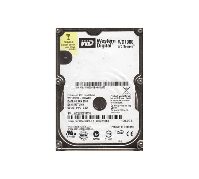 WD1000VE-00KWT0 - Western Digital Scorpio 100GB 5400RPM ATA-100 8MB Cache 2.5-inch Hard Drive