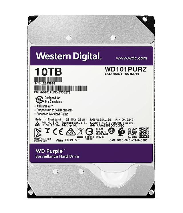 WD101PURZ - WD 10TB 7200RPM SATA 6Gb/s 3.5-Inch Hard Drive