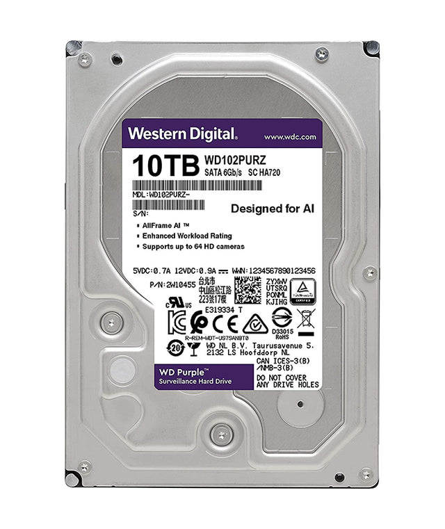 Purple 10TB 7200RPM SATA 6Gb/s 256MB Cache 3.5-Inch Surveillance Hard Drive