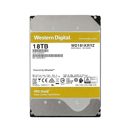 WD181KRYZ Western Digital Gold 18TB 7200RPM SATA 6GB/s 256MB Cache 3.5-Inch Enterprise Class Hard Drive