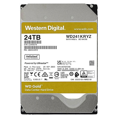 WD241KRYZ Western Digital Gold 24TB 7200RPM SATA 6Gb/s 256MB Cache 3.5-inch Hard Drive