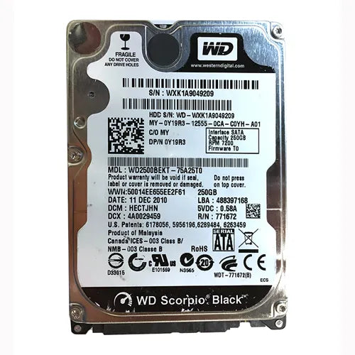 WD2500BEKT-75A25T0 Western Digital Scorpio Black 250GB 7200RPM SATA 3Gb/s 16MB Cache (RoHS) 2.5-Inch Hard Drive