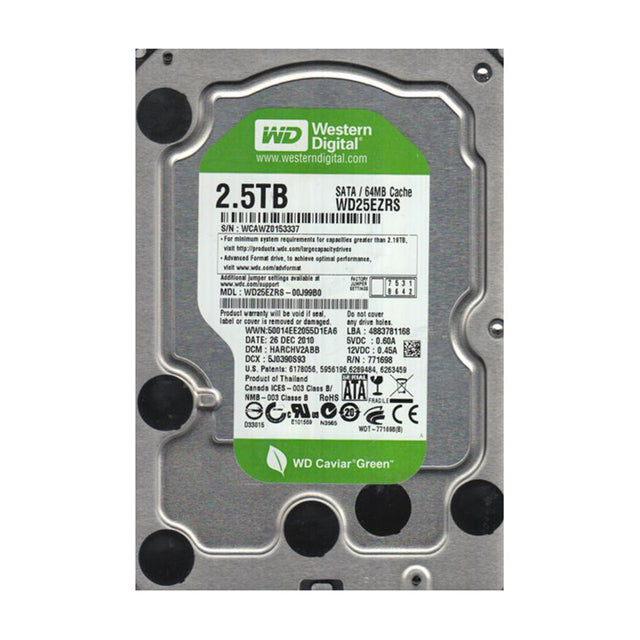 Caviar Green 2.5TB 5400RPM SATA 3Gb/s 64MB Cache 3.5-inch Hard Drive