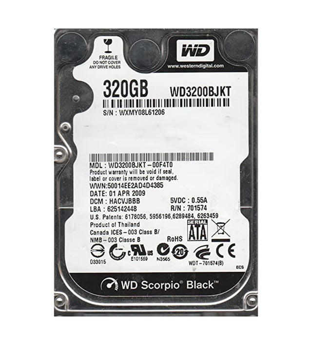 Scorpio Black 320GB 7200RPM SATA 3Gb/s 16MB Cache 2.5-Inch Hard Drive