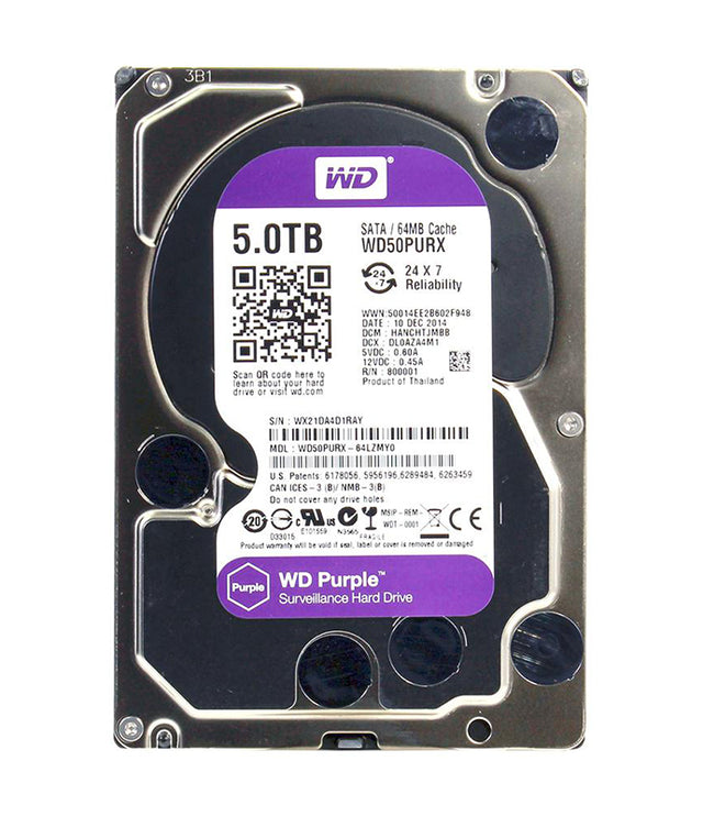 Purple 5TB 5400RPM SATA 6Gb/s 64MB Cache RoHS 3.5-Inch Surveillance Hard Drive