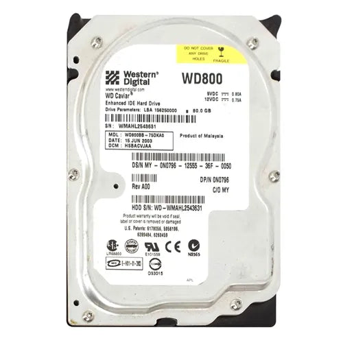 WD800 Western Digital Caviar 80GB 7200RPM IDE Ultra ATA/100 (ATA-6) 8MB Cache 3.5-Inch Hard Drive