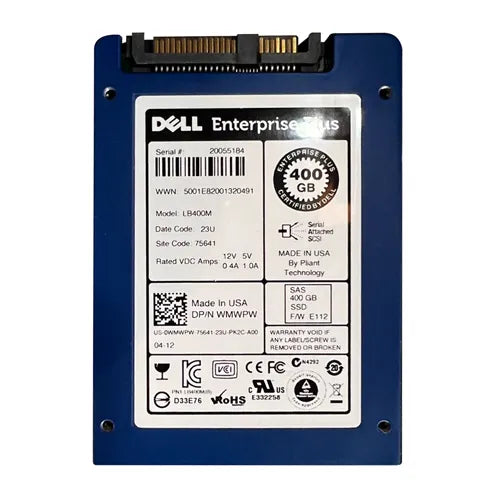 WMWPW Dell 400GB Single-Level Cell SAS 3Gb/s Hot-Pluggable 2.5-Inch Solid State Drive for PowerEdge Servers