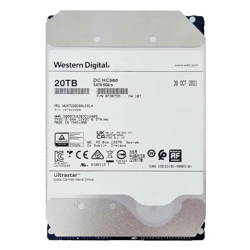 WUH722020ALE6L4 Western Digital Ultrastar DC HC560 20TB 7200RPM 6Gb/s SATA 512MB Cache 3.5-inch Hard Drive