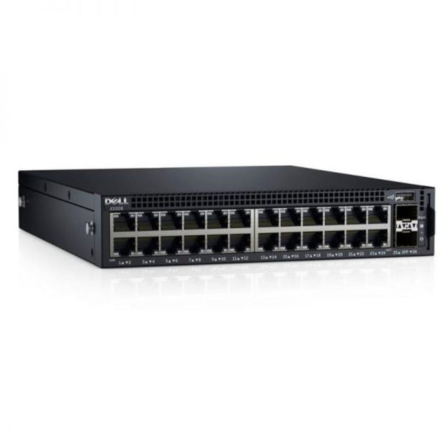 7W1WN - Dell Networking X-Series X1026P 24 x Ports PoE 10/100/1000Base-T + 2 x SFP+ Ports Layer2 Managed 1U Rack-Mountable Gigabit Ethernet Network Switch