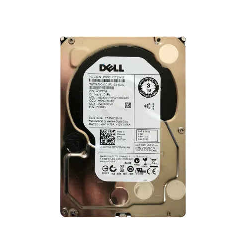 DPTW9-GEN - Dell 3TB 7200RPM SAS 6Gb/s Hot-Pluggable (512n) 3.5-Inch Nearline Hard Drive with Tray for PowerEdge Server & PowerVault Server