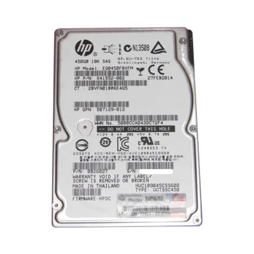 EG0450FBVFM-GEN - HP 450GB 10000RPM SAS 6Gb/s Dual Port Hot Swappable (512n) 2.5-Inch Hard Drive with Smart Carrier for ProLiant Server BL460c Gen9