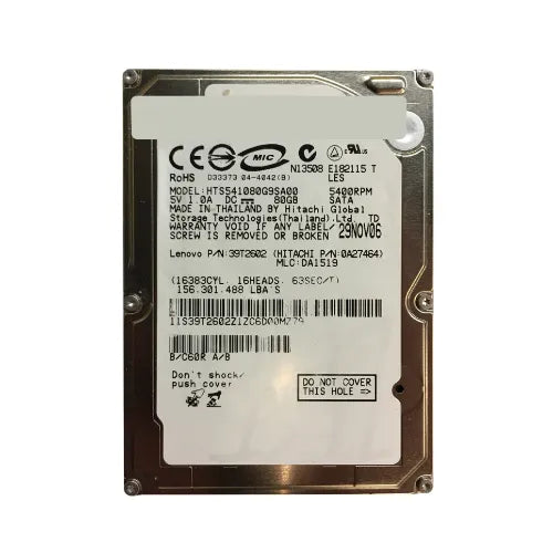 Travelstar 5K100 Series 80GB 5400RPM SATA 1.5Gb/s 8MB Cache 7-Pin 2.5-inch Hard Drive