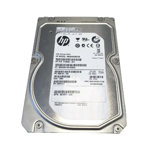 MB3000EBKAB-RFB - HP 3TB 7200RPM SATA 3Gb/s Hot-Pluggable 3.5-Inch Midline Hard Drive with Tray for ProLiant Servers