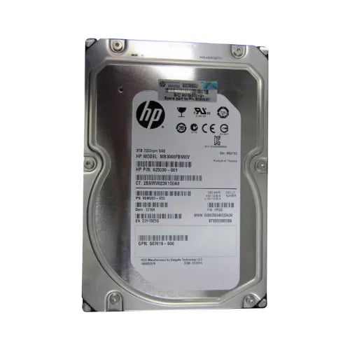 MB3000FBNWV-1 - HP 3TB 7200RPM SAS 6Gb/s Hot-Pluggable LFF 3.5-Inch Midline Hard Drive with Smart Carrier for Gen8/9 ProLiant Server/Storage Array