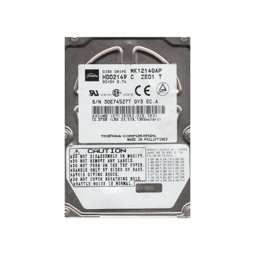 MK1214GAP-1 - Toshiba 12GB 4200RPM IDE Ultra ATA/66 (ATA-5) 1MB Cache 2.5-Inch Hard Drive