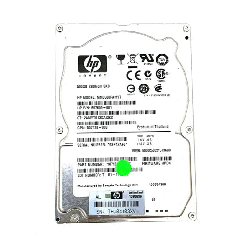 MM0500FAMYT-GEN - HP 500GB 7200RPM SAS 6Gb/s SFF Hot-Pluggable Dual Port 2.5-inch Midline Hard Drive with Tray for Gen1 to Gen7 ProLiant Server