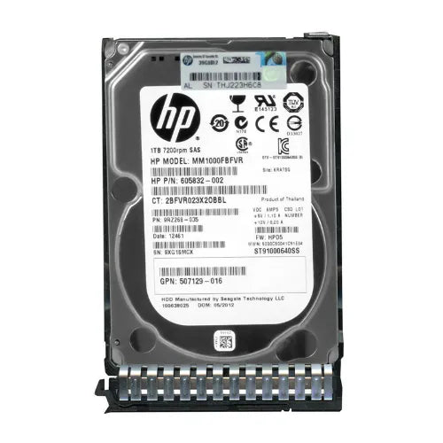 MM1000FBFVR-GEN - HP 1TB 7200RPM SAS 6Gb/s Hot-Pluggable Dual Port SFF 2.5-Inch Midline Hard Drive with Tray for Gen1/7 ProLiant Server/Storage Array