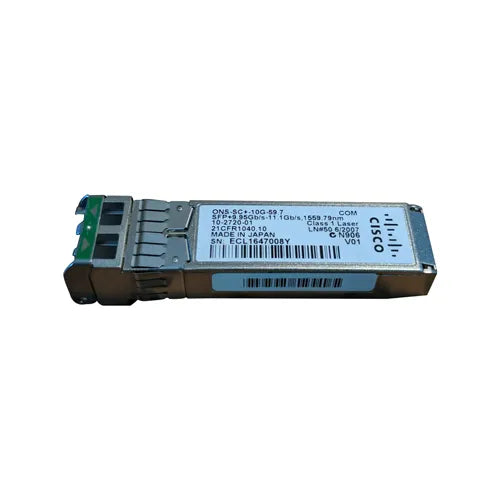 ONS-SC+-10G-59.7= - Cisco 10Gb/s 10GBase-DWDM Single-Mode Fibre 1559.79nm 40km LC Connector SFP+ Transceiver Module