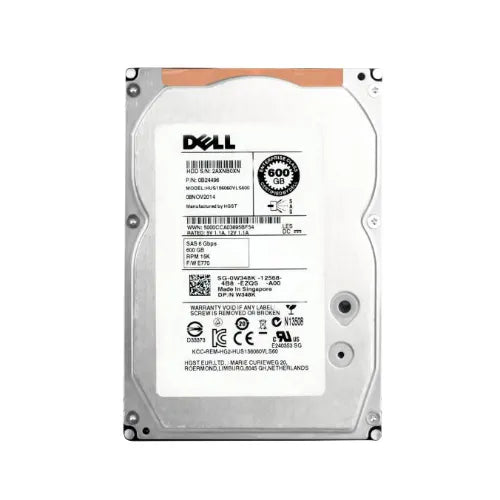 W348K-GEN - Dell 600GB 15000RPM SAS 6Gb/s Hot-Pluggable 3.5-Inch Hard Drive