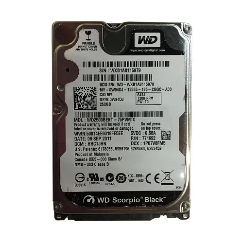 W94DJ-GEN - Dell 250GB 7200RPM SATA 3Gb/s 16MB Cache 2.5-Inch Hard Drive
