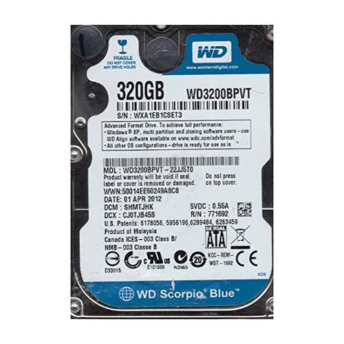 WD3200BPVT-DELL - Dell Scorpio Blue 320GB 5400RPM SATA 3Gb/s 8MB Cache (RoHS) 2.5-Inch Hard Drive