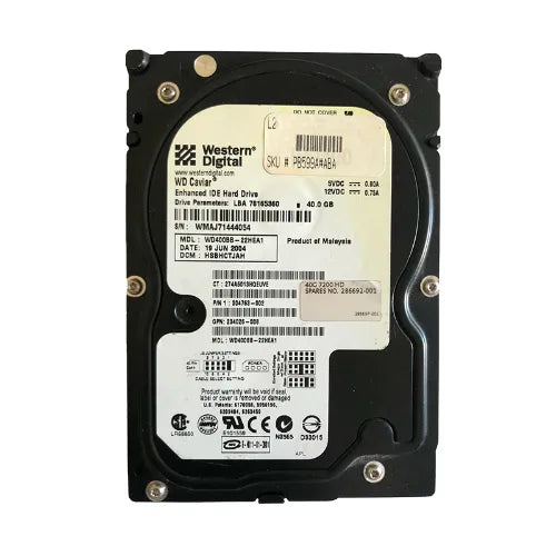 WD400BB-22HEA1-1 - Western Digital Caviar 40GB 7200RPMEIDE 2MB Cache (512) 3.5-Inch Hard Drive