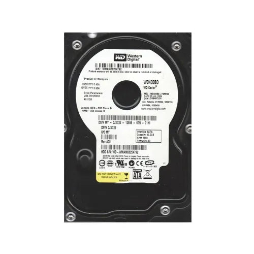 WD400BD-75MRA3-1 - Western Digital Caviar 40GB 7200RPM SATA 1.5Gb/s 2MB Cache (RoHS) 3.5-Inch Hard Drive