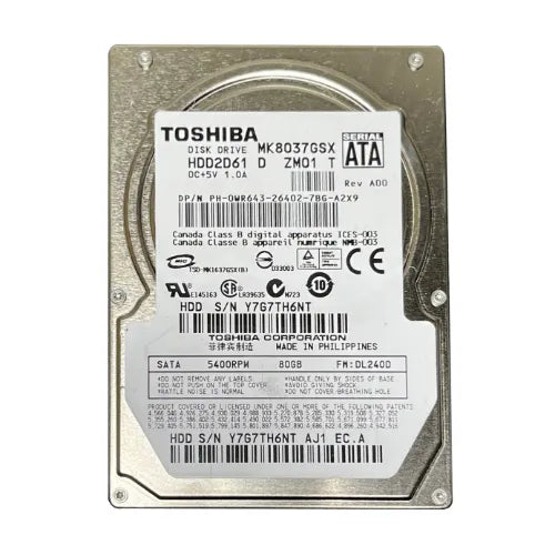 WR643-DEL - Dell 80GB 5400RPM SATA 3Gb/s 8MB Cache 2.5-Inch Hard Drive