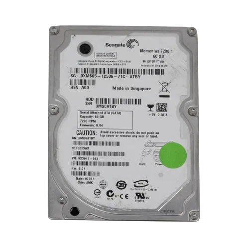 XM665-DEL - Dell 60GB 7200RPM SATA 1.5Gb/s 8MB Cache 2.5-Inch Hard Drive for Latitude D620