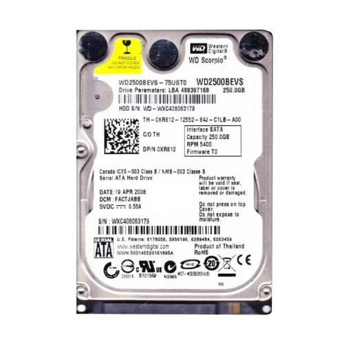 XR812-DEL - Dell 250GB 5400RPM SATA 1.5Gb/s 8MB Cache 2.5-Inch Hard Drive
