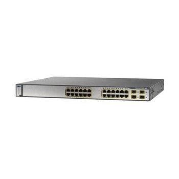 Cisco - WS-C3750G-24PS-S-A1 - 3750G-24P 24-Ports 10/100/1000T RJ-45 PoE Manageable Layer3 Rack Mountable 1U and Stackable Switch with 4x SFP Ports (Refurb