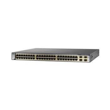 Cisco - WS-C3750G-48PS-S-A1 - 48-Ports 10/100/1000T RJ-45 PoE Manageable Layer3 Rack Mountable 1U and Stackable Switch 4x SFP Ports
