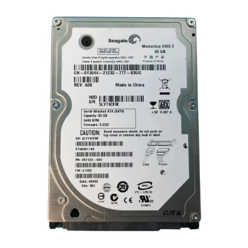 YJ044-DEL - Dell 80GB 5400RPM SATA 1.5Gb/s 8MB Cache 2.5-Inch Hard Drive
