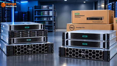 Refurbished and new rack servers side by side with a price comparison