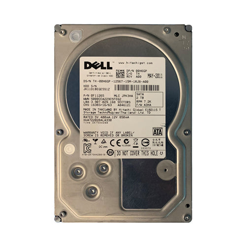 00H6GP Dell 2TB 7200RPM SATA 3Gb/s Hot-Pluggable 32MB Cache 3.5-Inch Hard Drive with Tray for PowerEdge Server & PowerVault Storage Array