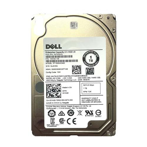 031N08 Dell 1TB 7200RPM SATA 6Gb/s Hot-Pluggable 16MB Cache 2.5-Inch Hard Drive with Tray for PowerEdge Server & PowerVault Storage Array