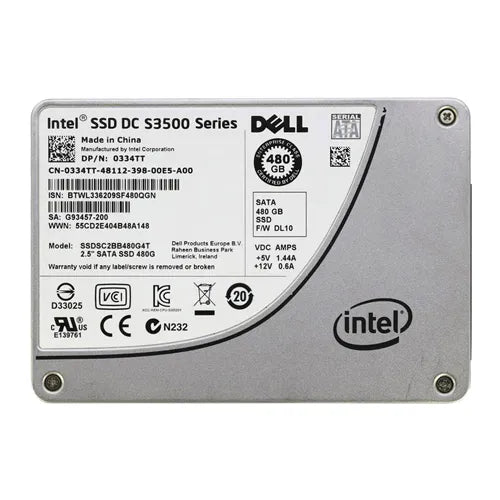 0334TT Dell 480GB Multi-Level Cell SATA 6Gb/s Hot-Pluggable 2.5-Inch Solid State Drive for PowerEdge Servers