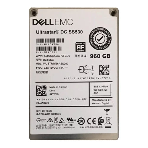04YPVD Dell 960GB Triple-Level Cell SAS 12Gb/s Read Intensive 2.5-Inch Solid State Drive