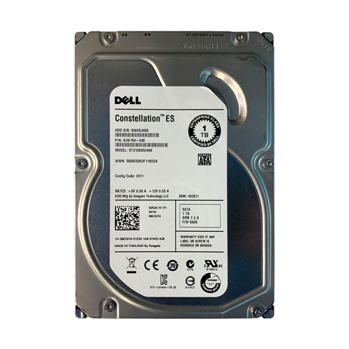 08CGTN Dell 1TB 7200RPM SATA 3Gb/s Hot-Pluggable 32MB Cache 3.5-Inch Hard Drive with Tray for PowerEdge Server & PowerVault Storage Array