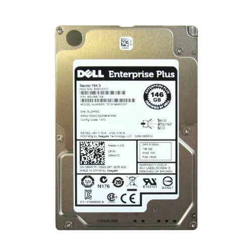 08WR7C Dell 146GB 15000RPM SAS 6Gb/s Hot-Pluggable 2.5-Inch Hard Drive with Tray for EqualLogic Storage Array